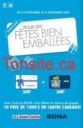Concours Jean Coutu et Rona: Gagnez une de 10 cartes-cadeaux de 1000$, 