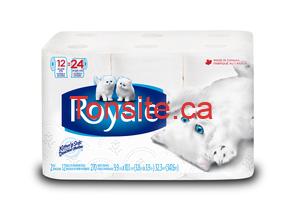 Paquet de 12 rouleaux doubles &#8211; 24 rouleaux simple de papier Hygiénique Royale ou Royal Ultra à 3.88$ après coupon!, 