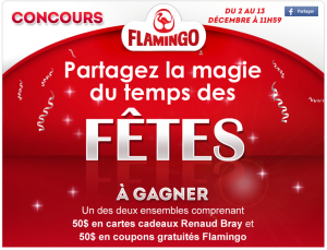 Concours Flamingo: Gagner 50$ en coupons gratuits Flamingo ou 50$ en cartes cadeaux Renaud Bray!, 