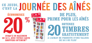 Pharmaprix: Journée de prime pour les Aînés, Économisez 20 % ET obtenez 20 timbres GRATUITS!, 