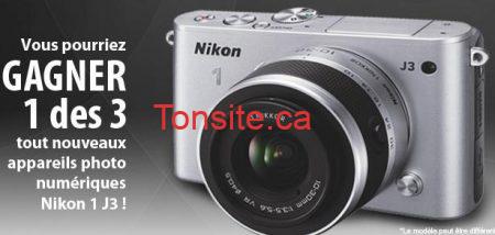 Gagnez l’un des 3 appareils photo numériques Nikon 1 J3!, 