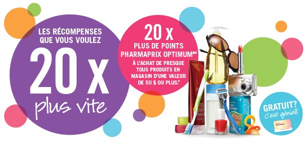 Promotion 20 x fois plus de points Optimum chez Pharmaprix!, 