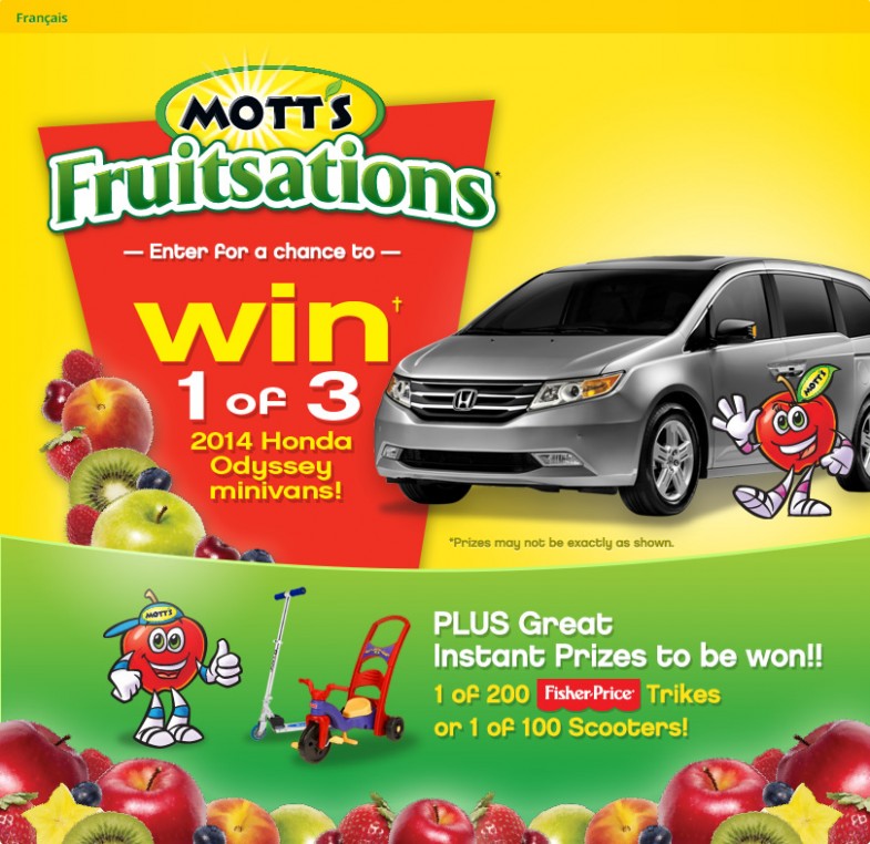 Concours Mott&#8217;s Fruitsations: Gagnez une des 3 minifourgonnettes Honda Odyssey!, 