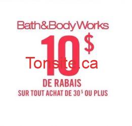 Bath &amp; Body Works: Coupon rabais à imprimer de 10$ sur tout achat de 30$ ou plus!, 