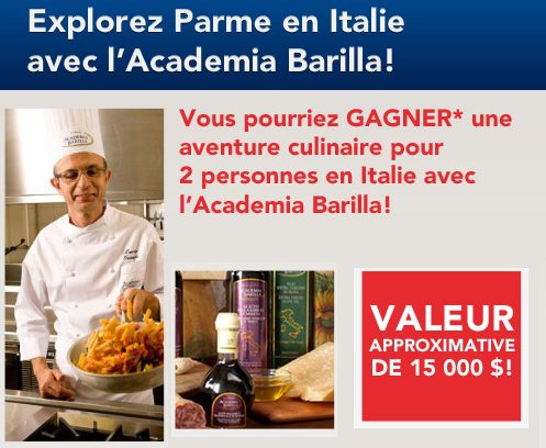 Concours: Gagner une aventure culinaire en italie avec l&#8217;academia Barilla!, 