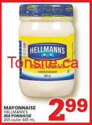 Mayonnaise Hellmann’s 445ml à 1.99$ après coupon!