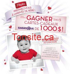 Concours Playtex: Gagnez 1 des 5 cartes cadeaux Babies R us de 1000$ et plus!, 