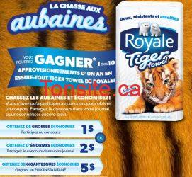 Gagner 1 des 10 approvisionnements d&#8217;un an en essuie-tout Tiger Towel de Royale + Coupons!, 