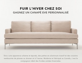 Concours EQ3 Furniture + Accents: Gagnez un canapé EVE personnalisé (valeur de 2000$)!, 