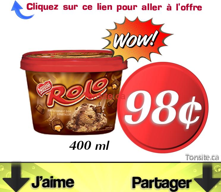 Contenant de crème glacée Rolo de Nestlé 400ml à 98¢ seulement !, 