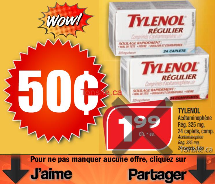 Tylenol régulier à 50¢ seulement!, 