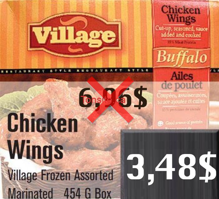 Emballage d’ailes de poulet Village (454g) à 3,48$ au lieu de 6,96$