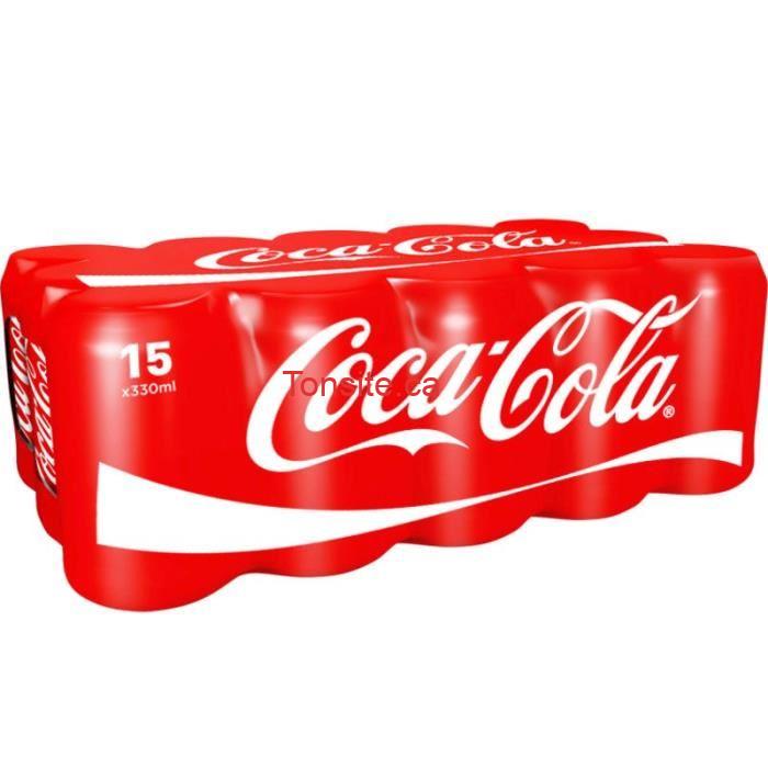 Emballage de 15 canettes de Coca-Cola à 3,99$ au lieu de 6,49$, 