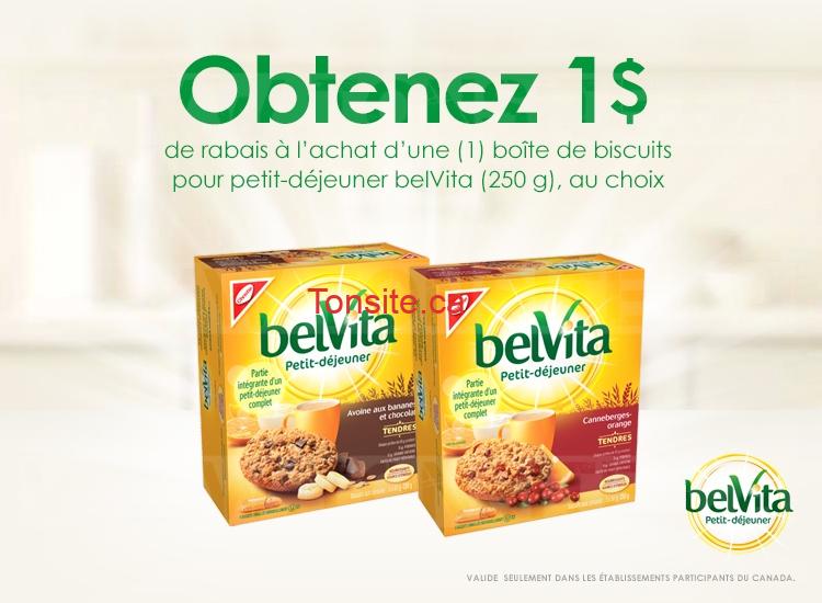 Coupon rabais de 1$ sur une boîte de biscuits pour petit-déjeuner BelVita (250 g), au choix, 