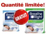 GRATUIT: Obtenez votre échantillon gratuit de Bandelettes nasales Breathe Right