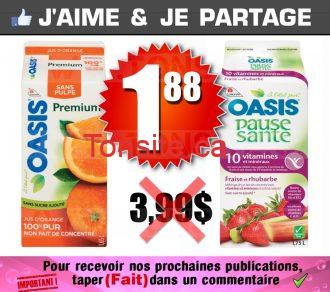 Jus d’orange réfrigéré Oasis Premium 1,65 L à 1.88$ au lieu de 3,99$, 