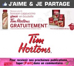 GRATUIT: Obtenez un cappuccino glacé en bouteille de Tim Hortons gratuit!