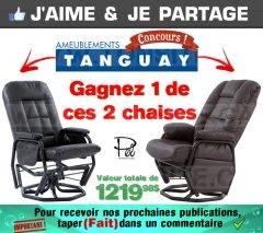 Concours Ameublements Tanguay: Gagnez un des deux fauteuils Pel
