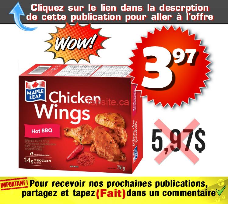 Produits du poulet surgelés Maple Leaf à 3,97$ au lieu de 5,97$, 