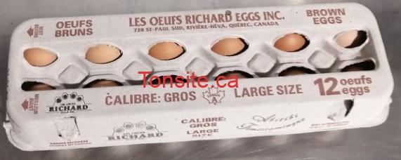oeufs10 Avis de rappel d'aliments - Rappel d'œufs de Les Œufs Richard Eggs Inc. en raison de la bactérie Salmonella