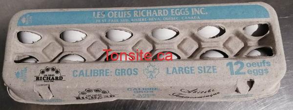 oeufs7 Avis de rappel d'aliments - Rappel d'œufs de Les Œufs Richard Eggs Inc. en raison de la bactérie Salmonella